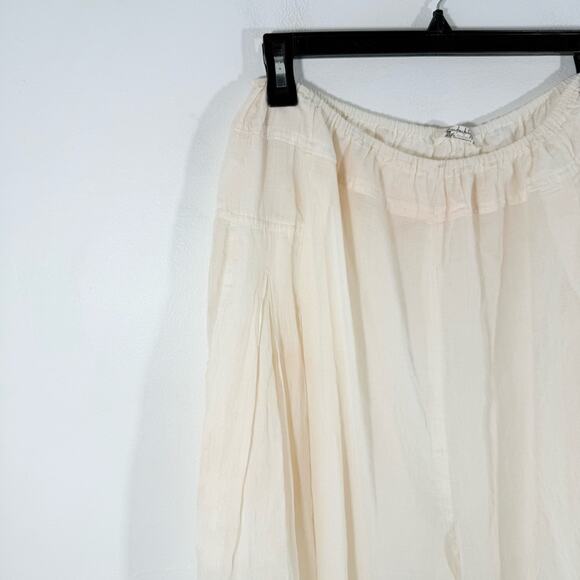 Free People Intimately Cream Lightweight Semisheer Wide Leg Lounge Pants Medium - Picture 8 of 14
